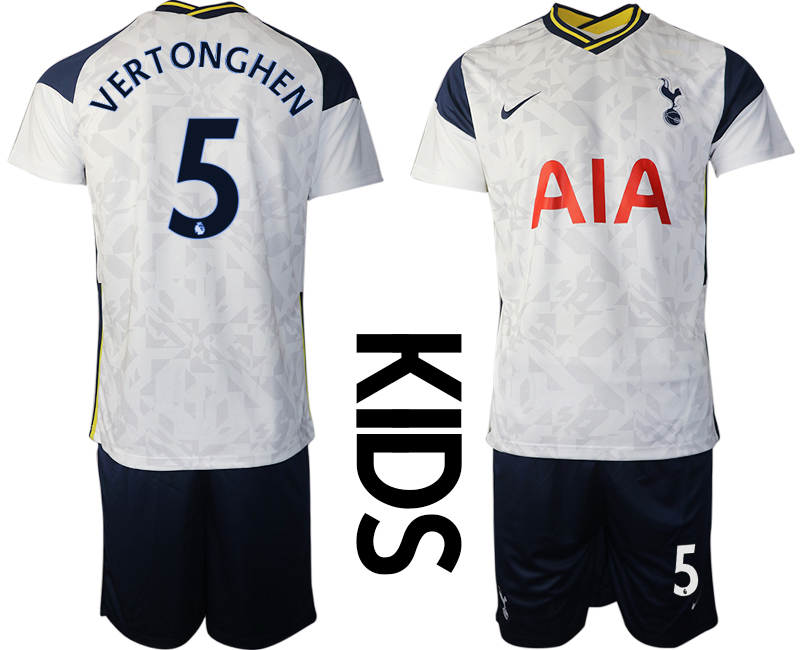 Youth 2020-2021 club Tottenham home white #5 Soccer Jerseys->tottenham jersey->Soccer Club Jersey